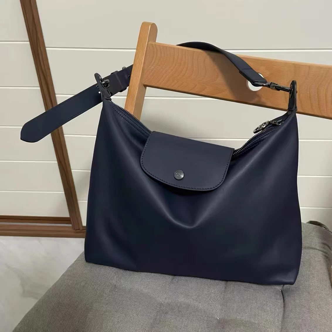 Bolso Hobo Boho Gris de Gran Capacidad