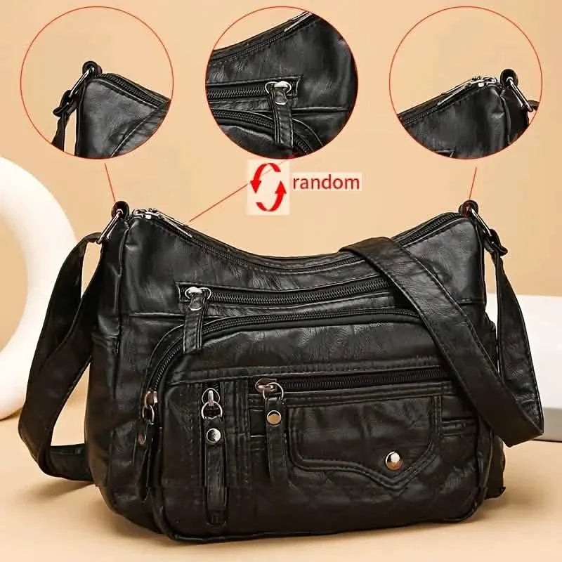 Bolso Cruzado Multi Bolsillos de Cuero Vegano
