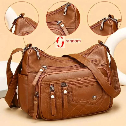 Bolso Cruzado Multi Bolsillos de Cuero Vegano