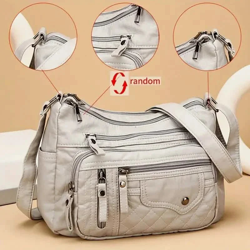 Bolso Cruzado Multi Bolsillos de Cuero Vegano